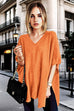 V Neck Short Sleeves Baggy Poncho Sweater(in 10 Colors)