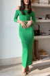 Heididress Off Shoulder Long Sleeves Back Slit Bodycon Maxi Dress