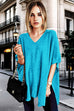 V Neck Short Sleeves Baggy Poncho Sweater(in 10 Colors)