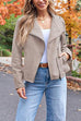 Heididress Zip Up Pocketed Faux Suede Moto Jacket(in 7 Colors)