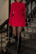 Heididress Mockneck Long Sleeves Waisted Mini Dress