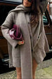 Heididress Button Down Pocketed Winter Knit Coat with Scarf