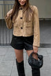 Heididress Lapel Button Up Pocketed Faux Suede Crop Jacket