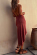 Heididress Halter Cowl Neck Backless High Low Hem Dress