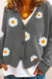 Heididress V Neck Button Up Daisy Embroidery Sweater Cardigan