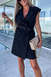 Heididress Sleeveless Belted Double Breasted Blazer Dress