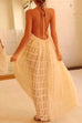 Heididress Halter Backless Ruffle Trim Swing Maxi Beach Cover Up Dress