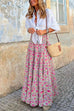 Heididress Frilled Elastic Waist Bohemia Floral Maxi Flowy Skirt