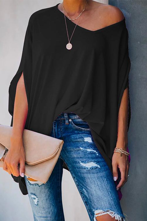 Heididress V Neck Batwing Short Sleeve Oversized T Shirt