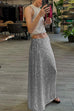 Heididress Elastic Waist Sequin A-line Maxi Skirt