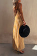 Heididress Stripes Splice Backless Ethnic Printed Maxi Cami Dress