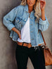 Heididress Raw Hem Button Down Short Denim Jacket