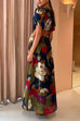 Heididress Puff Sleeve Cut Out Waist Floral Maxi Swing Dress