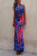 Heididress Cross V Neck Sleeveless Tie Dye Maxi Holiday Dress