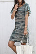 Heididress Crewneck Puff Sleeves Camo T-shirt Dress