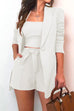 Heididress Square Collar Top and One Button Cardigans Tie Waist Shorts Three Pieces
