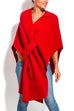 Heididress Solid V Neck Wrapped Batwing Cloak Sweater