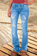 Heididress Button Down Distressed Ripped Jeans with Pockets