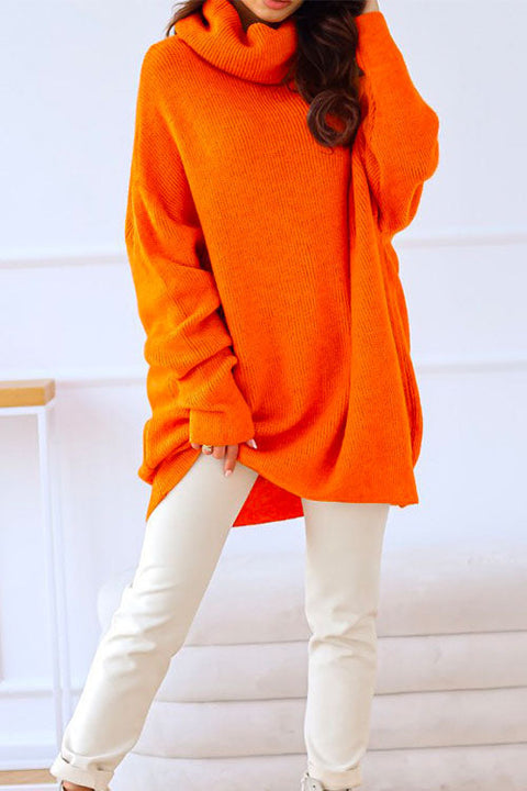 Heididress Solid Turtleneck Long Sleeve Sweater Dress