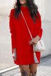 Heididress Solid Crewneck Long Sleeve Knit Dress