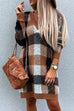 Heididress V Neck Long Sleeve Plaid Sweater Dress