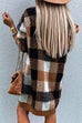 Heididress V Neck Long Sleeve Plaid Sweater Dress