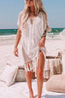 Heididress Tassel Short Sleeve Hollow Out Cover Up