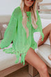 Heididress Tassel Long Sleeve Hollow Out Cover Up Dress