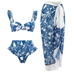 Heididress Ruffle Trim Two-Piece Swimwear and Wrap Cover Up Skirt Print Set