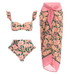 Heididress Ruffle Trim Two-Piece Swimwear and Wrap Cover Up Skirt Print Set