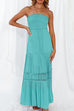 Heididress Strapless Tube Hollow Out Lace Splice Tiered Maxi Dress