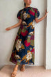 Heididress Puff Sleeve Cut Out Waist Floral Maxi Swing Dress