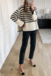 Heididress Striped Tuetleneck Side Split Pullover Sweater