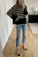 Heididress Striped Tuetleneck Side Split Pullover Sweater