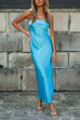 Heididress Backless Tube Top Solid Satin Maxi Party Dress