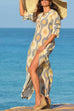 Heididress V Neck Side Split Printed Maxi Holiday Dress