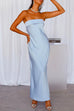 Heididress Backless Tube Top Solid Satin Maxi Party Dress