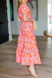 Heididress V Neck Smocked Waist Abstract Print Maxi Swing Dress