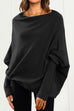 Heididress Solid Batwing Sleeves Slouchy Knit Sweater