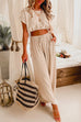 Heididress Drawstring Hem Crop Top Wide Leg Pants Loungewear Set