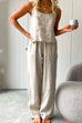 Heididress Cotton Linen Cami Top Wide Leg Pants Loungewear Set