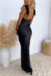 Heididress Feather Straps Backless Solid Maxi Party Dress