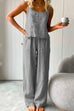 Heididress Cotton Linen Cami Top Wide Leg Pants Loungewear Set