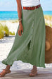 Heididress Button Down Cotton Linen A-line Maxi Skirt