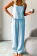 Heididress Cotton Linen Cami Top Wide Leg Pants Loungewear Set