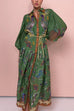 Heididress Puff Sleeves Button Down Birdie Printed Maxi Shirt Dress