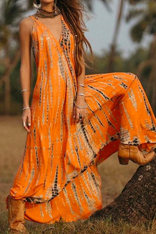 Heididress Bohemia V Neck Printed Maxi Cami Dress