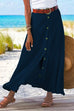 Heididress Button Down Cotton Linen A-line Maxi Skirt