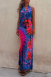 Heididress Cross V Neck Sleeveless Tie Dye Maxi Holiday Dress