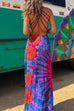 Heididress Criss Cross Backless Tie Dye Maxi Cami Dress